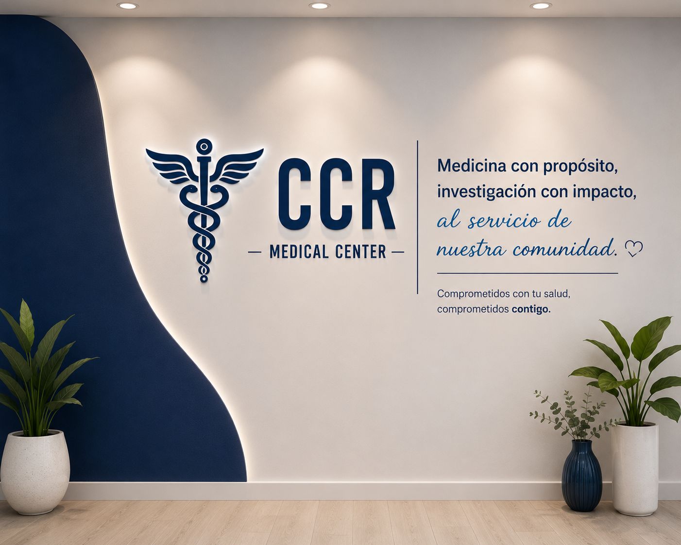 CCR Medical Center bilingual lobby welcome wall