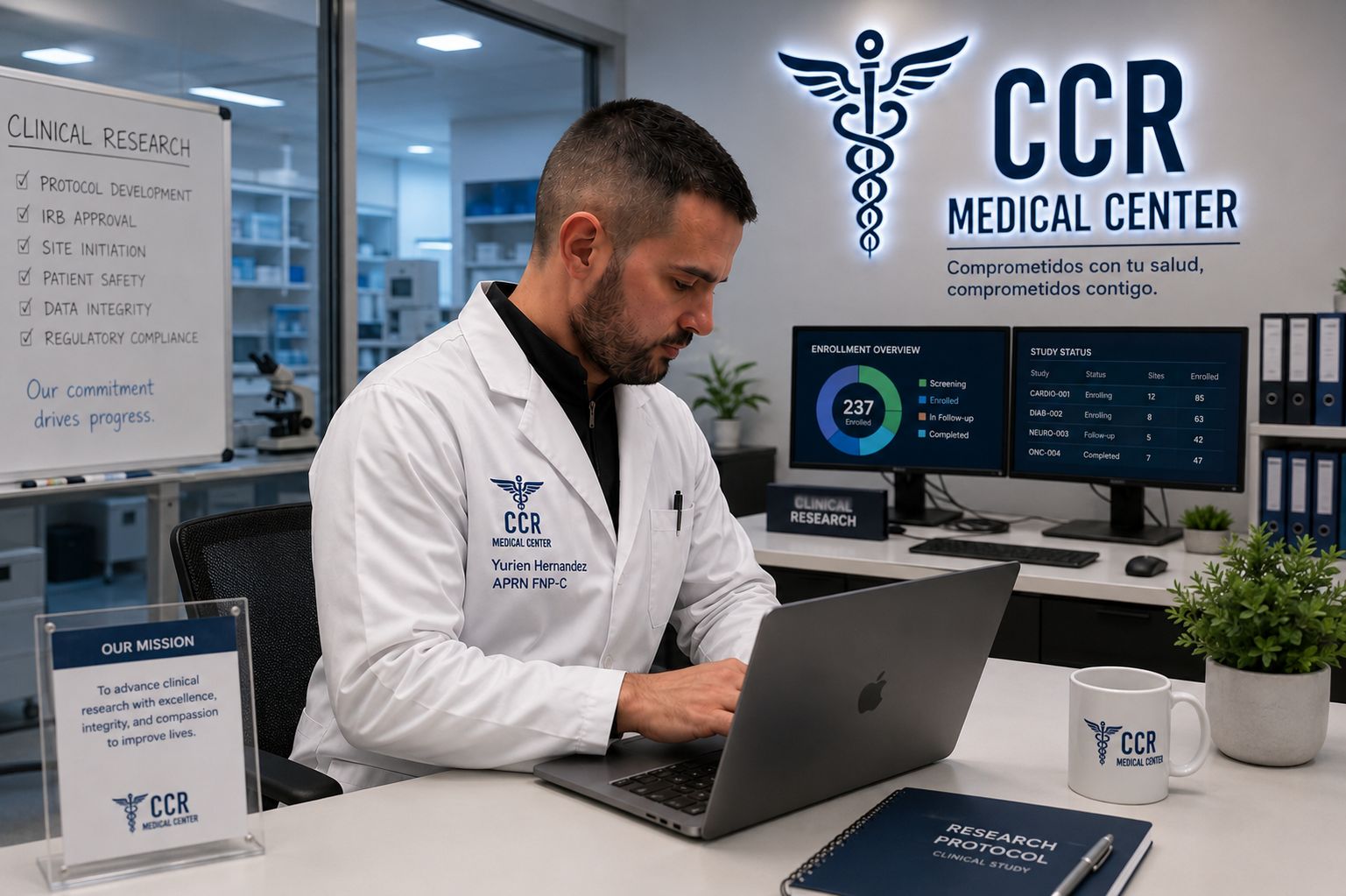 Dr. Hernandez reviewing a clinical research study